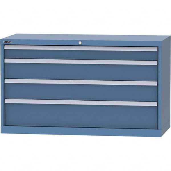 LISTA - 4 Drawer, 99 Compartment Bright Blue Steel Modular Storage Cabinet - Americas Tooling