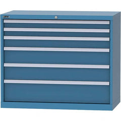 LISTA - 6 Drawer, 84 Compartment Bright Blue Steel Modular Storage Cabinet - Americas Tooling