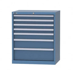 LISTA - 7 Drawer, 124 Compartment Bright Blue Steel Modular Storage Cabinet - Americas Tooling