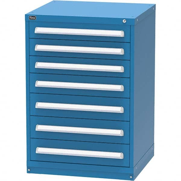 Vidmar - 7 Drawer, 124 Compartment Bright Blue Steel Modular Storage Cabinet - Americas Tooling