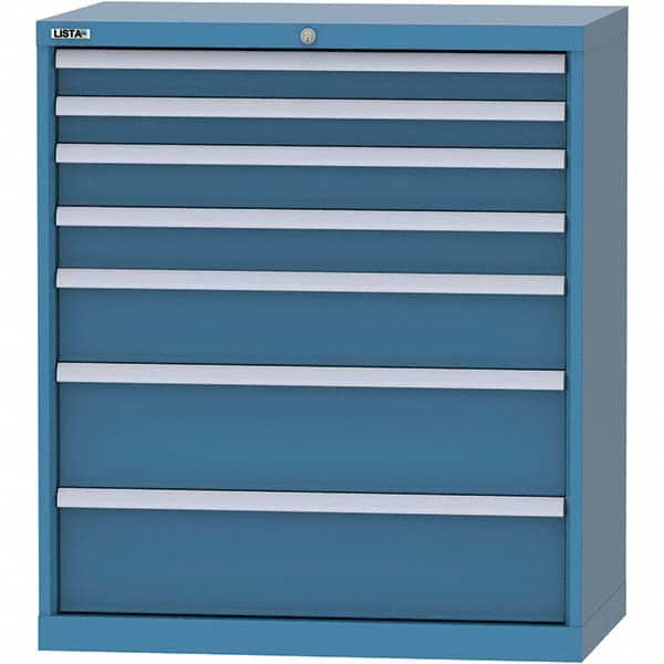 LISTA - 7 Drawer, 84 Compartment Bright Blue Steel Modular Storage Cabinet - Americas Tooling