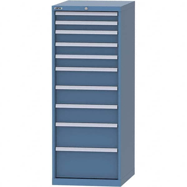 LISTA - 10 Drawer, 99 Compartment Bright Blue Steel Modular Storage Cabinet - Americas Tooling