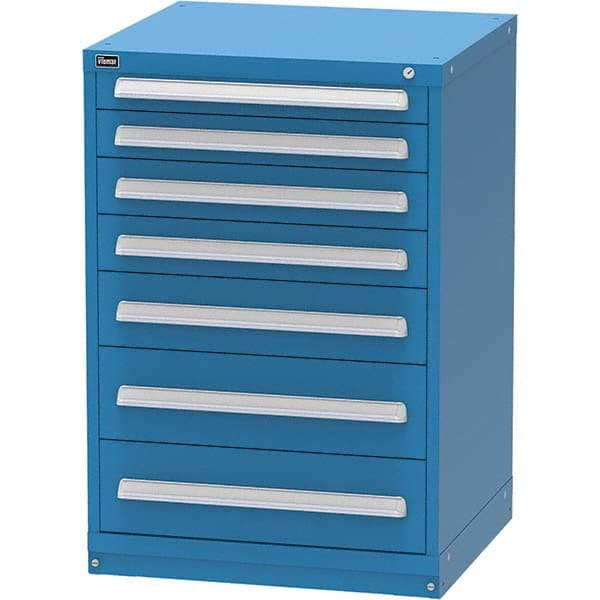 Vidmar - 7 Drawer, 60 Compartment Bright Blue Steel Modular Storage Cabinet - Americas Tooling