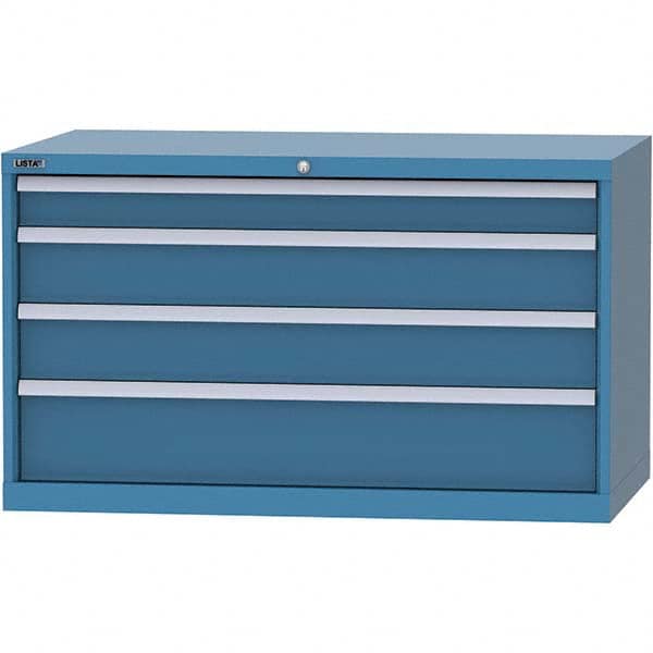 LISTA - 4 Drawer, 99 Compartment Bright Blue Steel Modular Storage Cabinet - Americas Tooling