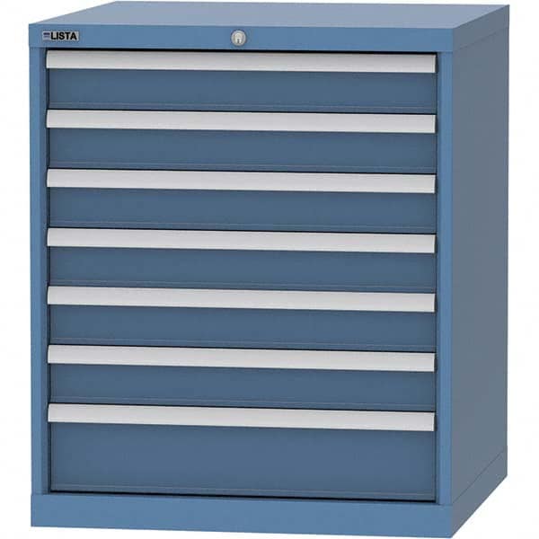 LISTA - 7 Drawer, 45 Compartment Bright Blue Steel Modular Storage Cabinet - Americas Tooling