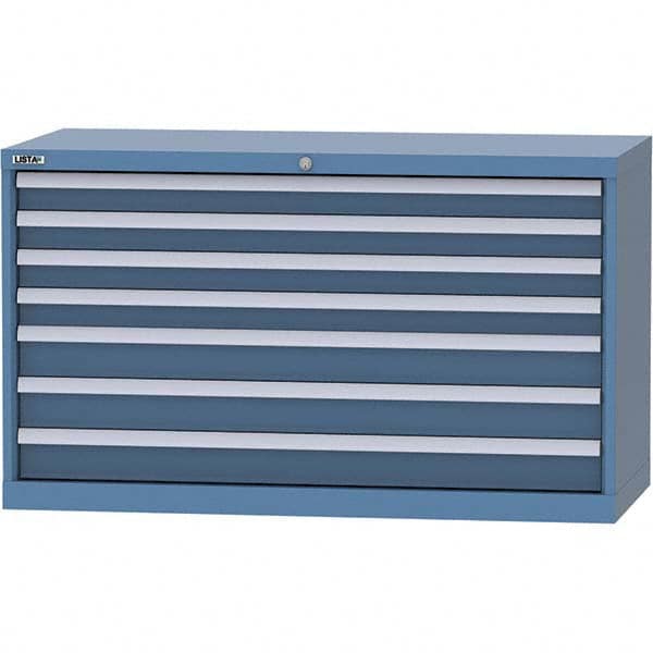 LISTA - 7 Drawer, 99 Compartment Bright Blue Steel Modular Storage Cabinet - Americas Tooling