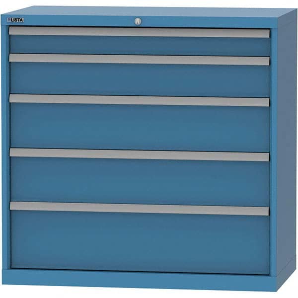 LISTA - 5 Drawer, 84 Compartment Bright Blue Steel Modular Storage Cabinet - Americas Tooling