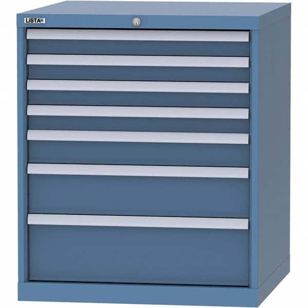 LISTA - 7 Drawer, 45 Compartment Bright Blue Steel Modular Storage Cabinet - Americas Tooling