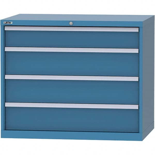 LISTA - 4 Drawer, 99 Compartment Bright Blue Steel Modular Storage Cabinet - Americas Tooling