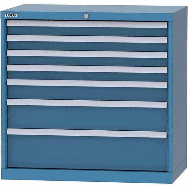 LISTA - 7 Drawer, 84 Compartment Bright Blue Steel Modular Storage Cabinet - Americas Tooling