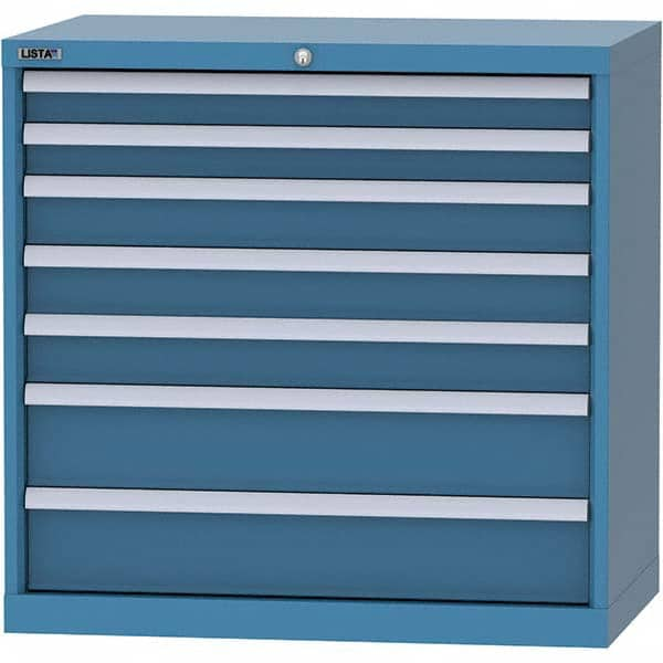 LISTA - 7 Drawer, 84 Compartment Bright Blue Steel Modular Storage Cabinet - Americas Tooling