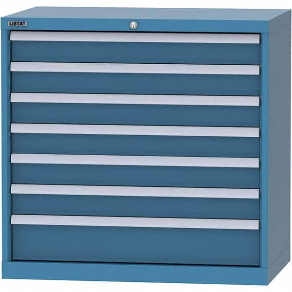 LISTA - 7 Drawer, 84 Compartment Bright Blue Steel Modular Storage Cabinet - Americas Tooling