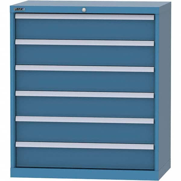 LISTA - 6 Drawer, 84 Compartment Bright Blue Steel Modular Storage Cabinet - Americas Tooling