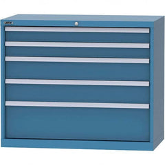 LISTA - 5 Drawer, 84 Compartment Bright Blue Steel Modular Storage Cabinet - Americas Tooling