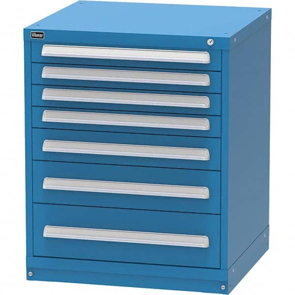 Vidmar - 7 Drawer, 344 Compartment Bright Blue Steel Modular Storage Cabinet - Americas Tooling