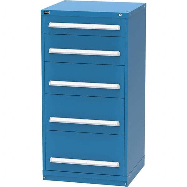 Vidmar - 5 Drawer, 124 Compartment Bright Blue Steel Modular Storage Cabinet - Americas Tooling