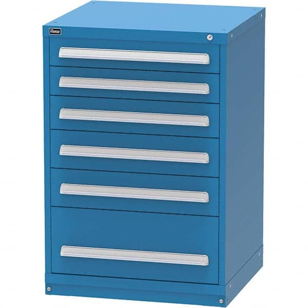 Vidmar - 6 Drawer, 60 Compartment Bright Blue Steel Modular Storage Cabinet - Americas Tooling