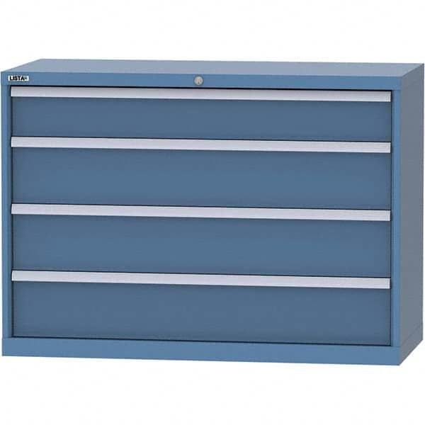 LISTA - 4 Drawer, 99 Compartment Bright Blue Steel Modular Storage Cabinet - Americas Tooling