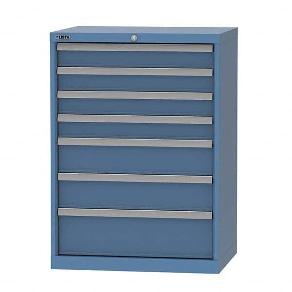 LISTA - 7 Drawer, 124 Compartment Bright Blue Steel Modular Storage Cabinet - Americas Tooling