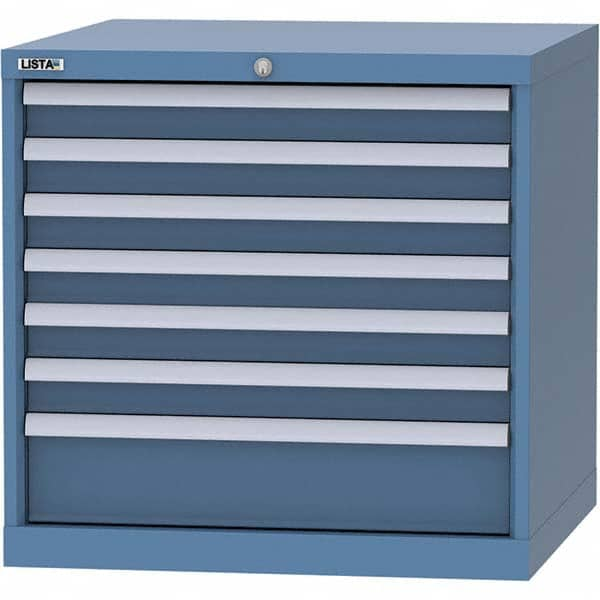 LISTA - 7 Drawer, 45 Compartment Bright Blue Steel Modular Storage Cabinet - Americas Tooling