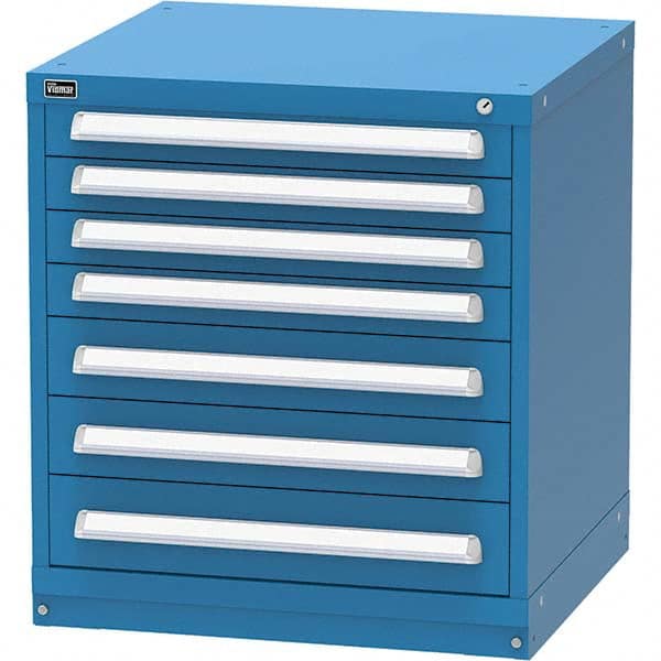 Vidmar - 7 Drawer, 124 Compartment Bright Blue Steel Modular Storage Cabinet - Americas Tooling