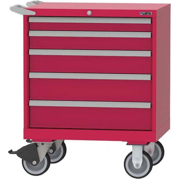 LISTA - 5 Drawer, 124 Compartment Red Steel Modular Storage Cabinet - Americas Tooling