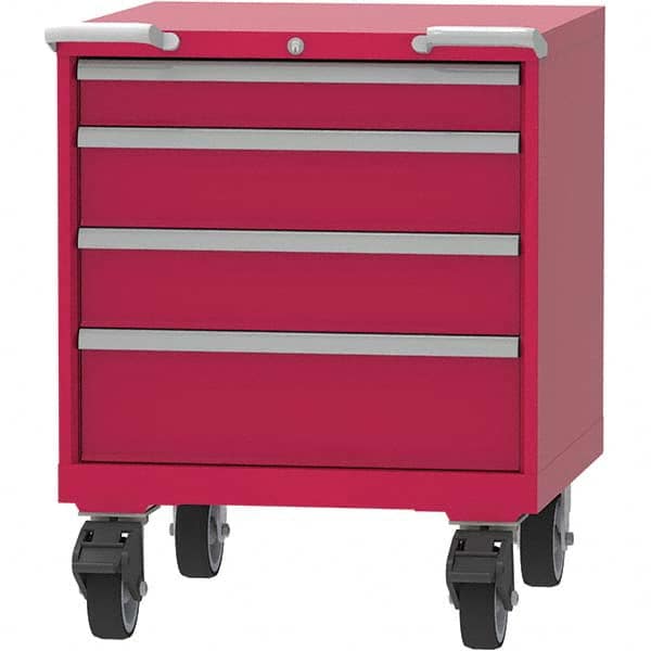 LISTA - 4 Drawer, 45 Compartment Red Steel Modular Storage Cabinet - Americas Tooling