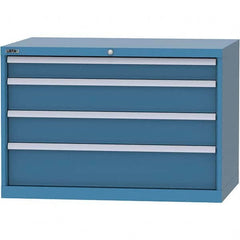 LISTA - 4 Drawer, 84 Compartment Bright Blue Steel Modular Storage Cabinet - Americas Tooling