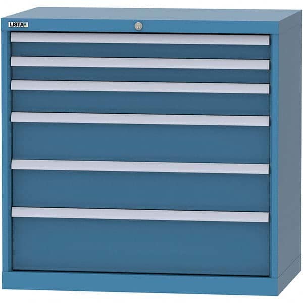 LISTA - 6 Drawer, 84 Compartment Bright Blue Steel Modular Storage Cabinet - Americas Tooling