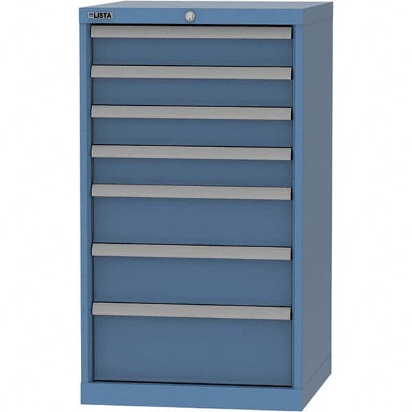 LISTA - 7 Drawer, 84 Compartment Bright Blue Steel Modular Storage Cabinet - Americas Tooling