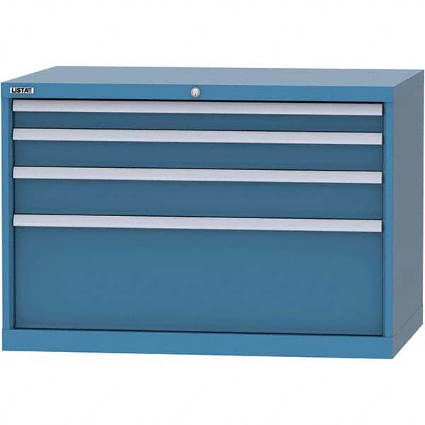 LISTA - 4 Drawer, 84 Compartment Bright Blue Steel Modular Storage Cabinet - Americas Tooling