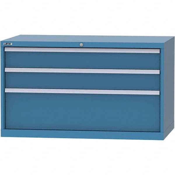 LISTA - 3 Drawer, 99 Compartment Bright Blue Steel Modular Storage Cabinet - Americas Tooling