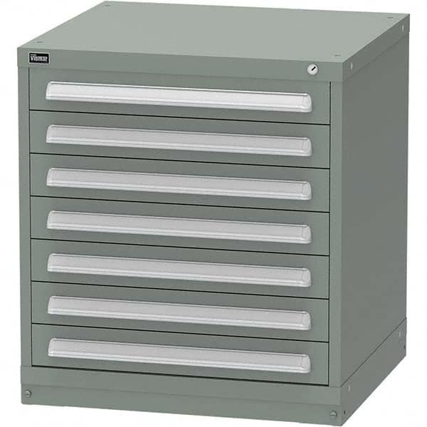 Vidmar - 7 Drawer, 124 Compartment Vidmar Green Steel Modular Storage Cabinet - Americas Tooling