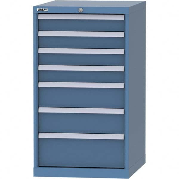 LISTA - 7 Drawer, 99 Compartment Bright Blue Steel Modular Storage Cabinet - Americas Tooling