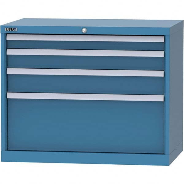 LISTA - 4 Drawer, 84 Compartment Bright Blue Steel Modular Storage Cabinet - Americas Tooling