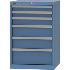 LISTA - 6 Drawer, 84 Compartment Bright Blue Steel Modular Storage Cabinet - Americas Tooling