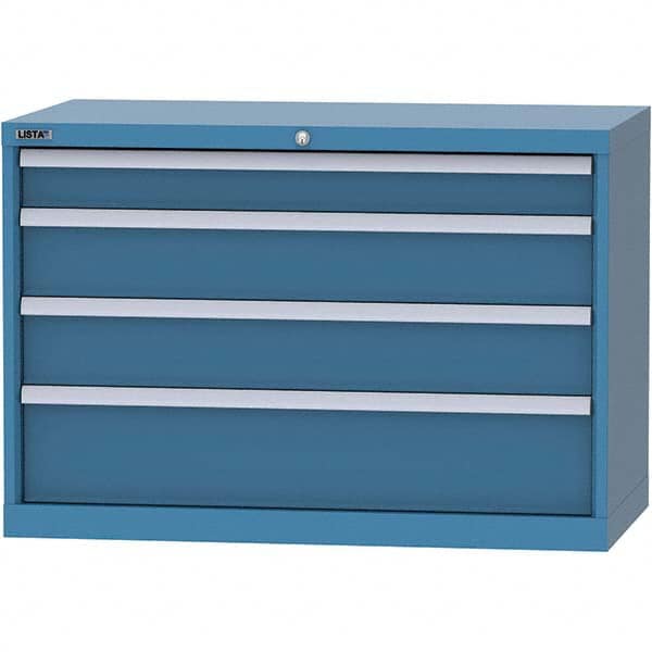 LISTA - 4 Drawer, 84 Compartment Bright Blue Steel Modular Storage Cabinet - Americas Tooling