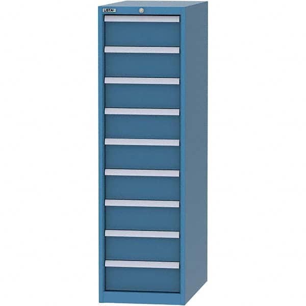 LISTA - 9 Drawer, 45 Compartment Bright Blue Steel Modular Storage Cabinet - Americas Tooling