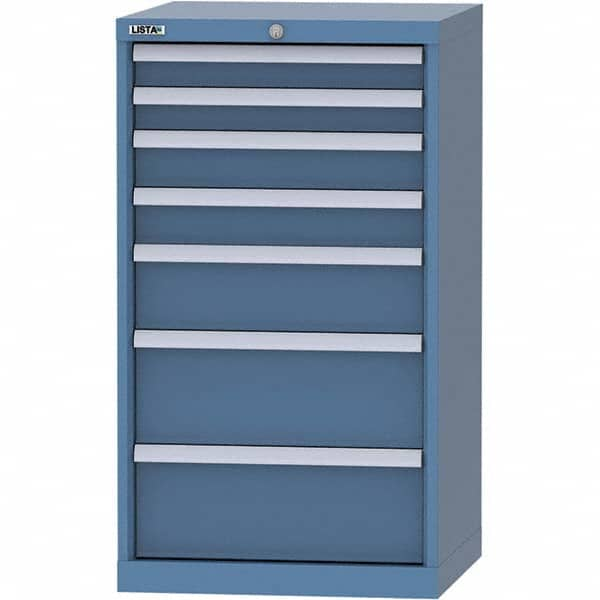 LISTA - 7 Drawer, 84 Compartment Bright Blue Steel Modular Storage Cabinet - Americas Tooling