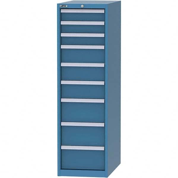 LISTA - 9 Drawer, 45 Compartment Bright Blue Steel Modular Storage Cabinet - Americas Tooling