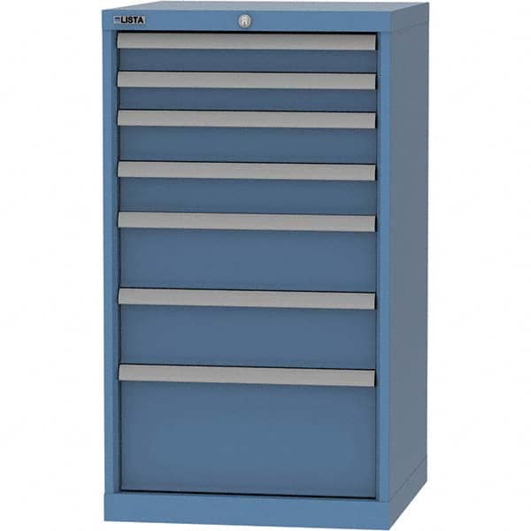 LISTA - 7 Drawer, 84 Compartment Bright Blue Steel Modular Storage Cabinet - Americas Tooling