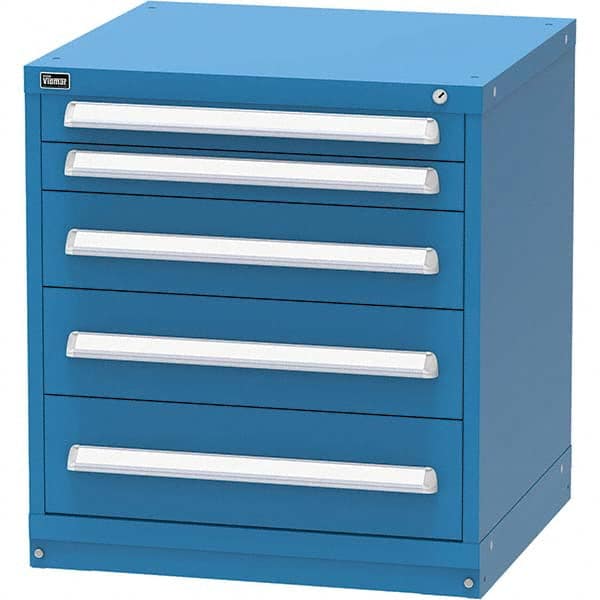 Vidmar - 5 Drawer, 124 Compartment Bright Blue Steel Modular Storage Cabinet - Americas Tooling