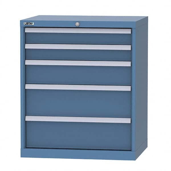 LISTA - 5 Drawer, 124 Compartment Bright Blue Steel Modular Storage Cabinet - Americas Tooling