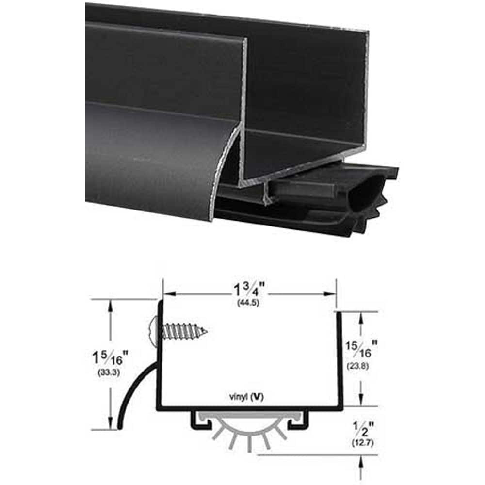 Pemko - Sweeps & Seals; Type: Drip Ledge U Shape Door Shoe ; Width (Inch): 1-5/16 ; Finish/Coating: Dark Bronze Anodized Aluminum ; Material: 6063-T6 Aluminum Alloy and Temper Retainer ; Back Strip Brush Width (Inch): 2 ; Bristle Length (Inch): 0.5000 - Exact Industrial Supply