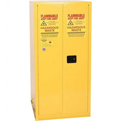 Standard Cabinet: Manual Closing, 1 Shelf, Yellow Steel, 65″ High, 34″ Deep, 34″ Wide, 3 Point Key, NFPA 30 & OSHA