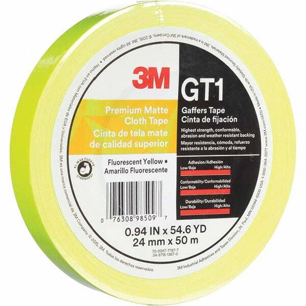 3M - 50m x 24mm x 11 mil Fluorescent Yellow Cotton Cloth Gaffers Tape - Americas Tooling