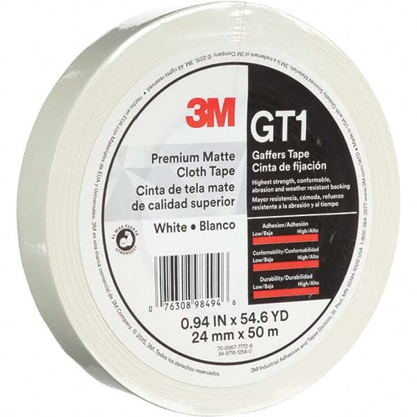 3M - 50m x 24mm x 11 mil White Cotton Cloth Gaffers Tape - Americas Tooling