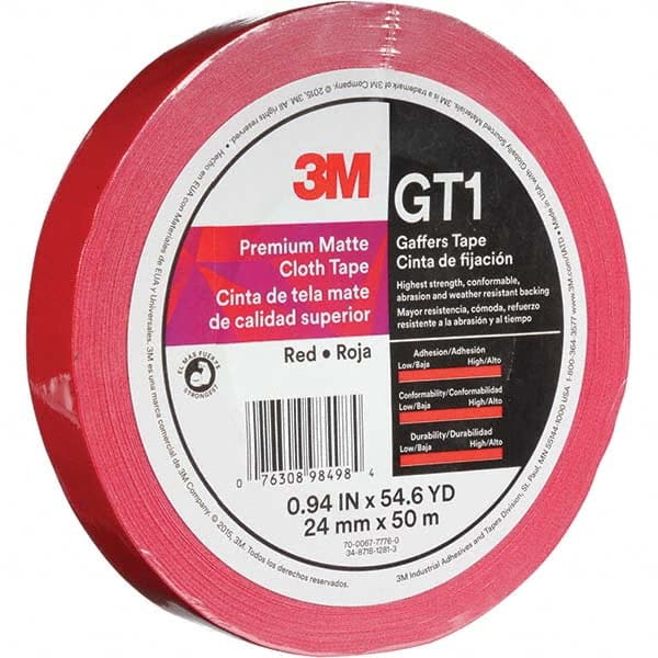 3M - 50m x 24mm x 11 mil Red Cotton Cloth Gaffers Tape - Americas Tooling