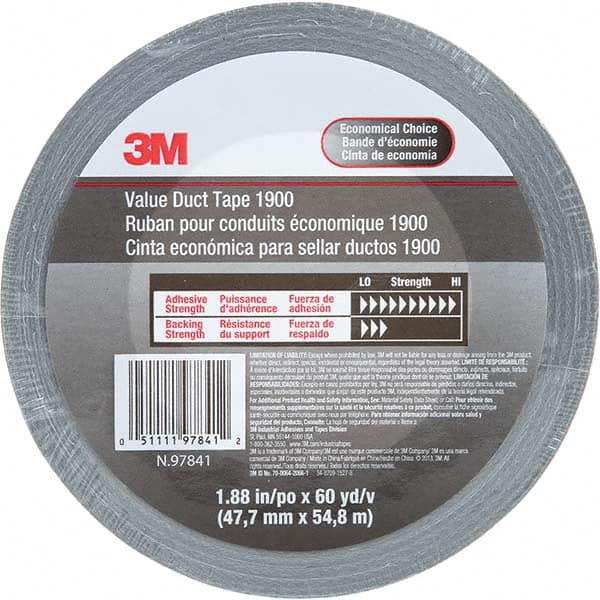 3M - 60 Yd x 1.88" x 5.8 mil Silver Polyethylene Cloth Duct Tape - Americas Tooling