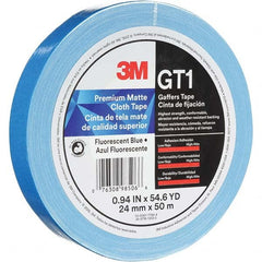 3M - 50m x 24mm x 11 mil Fluorescent Blue Cotton Cloth Gaffers Tape - Americas Tooling